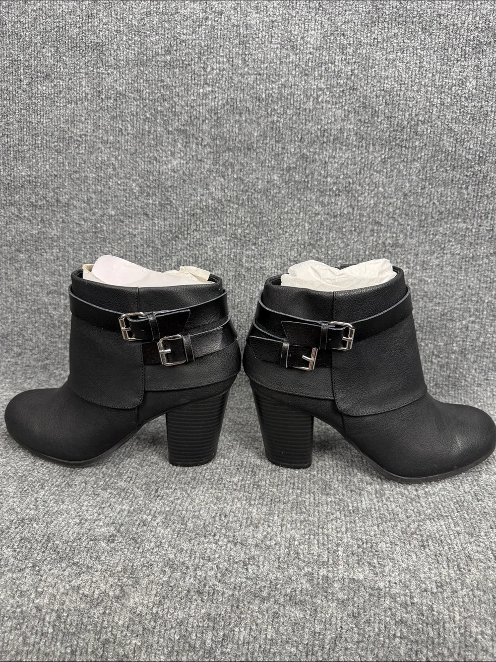 Madden Girl Black Faux Leather Ankle Booties with Buckle Straps Size 8M